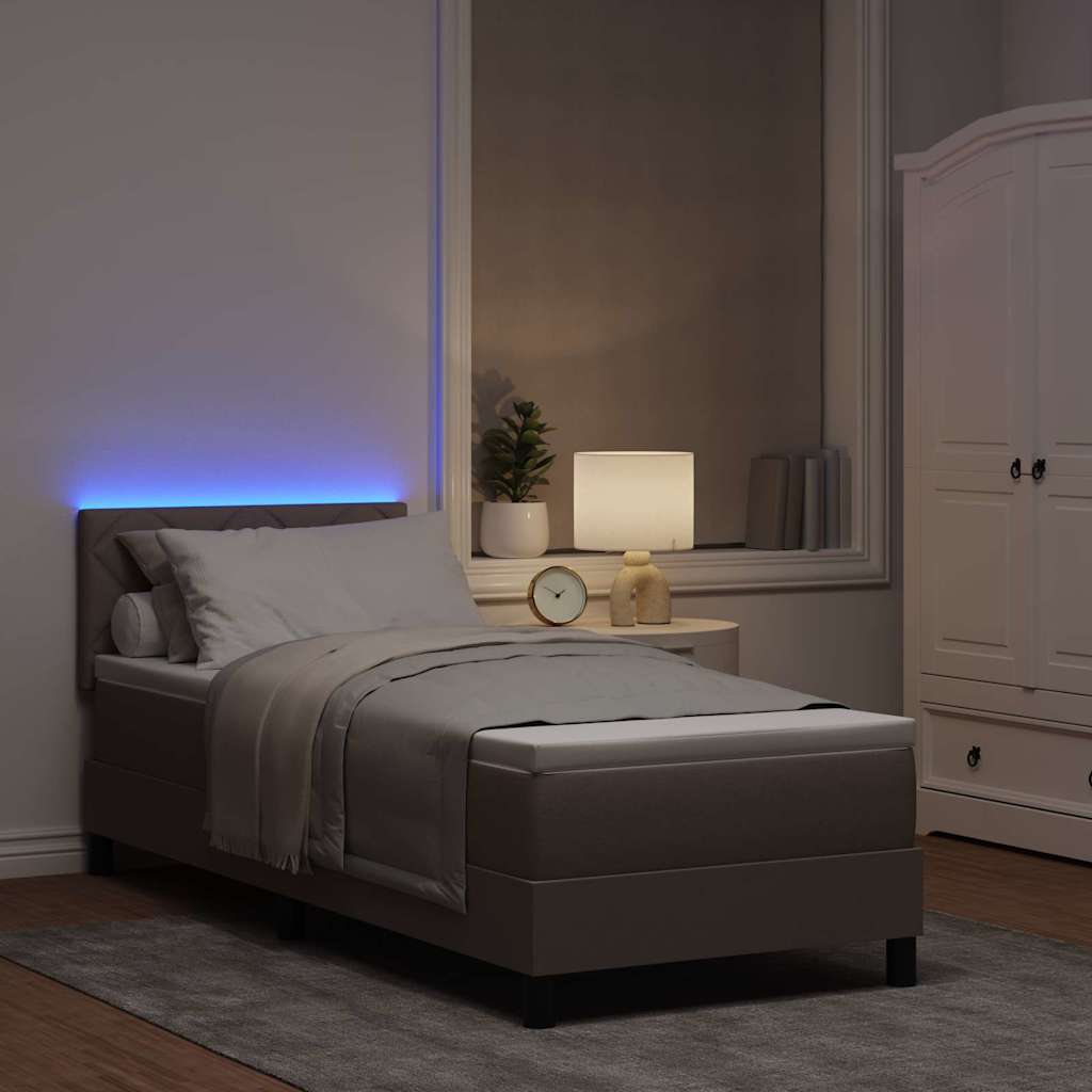 Boxrugós ágy matracmal leddel Tópszínű 80 x 200 cm szövet