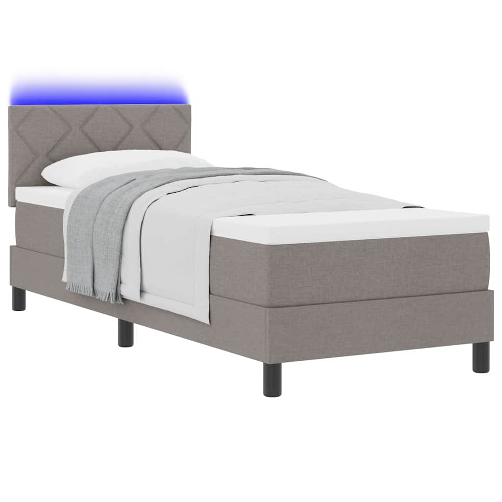 Boxrugós ágy matracmal leddel Tópszínű 80 x 200 cm szövet