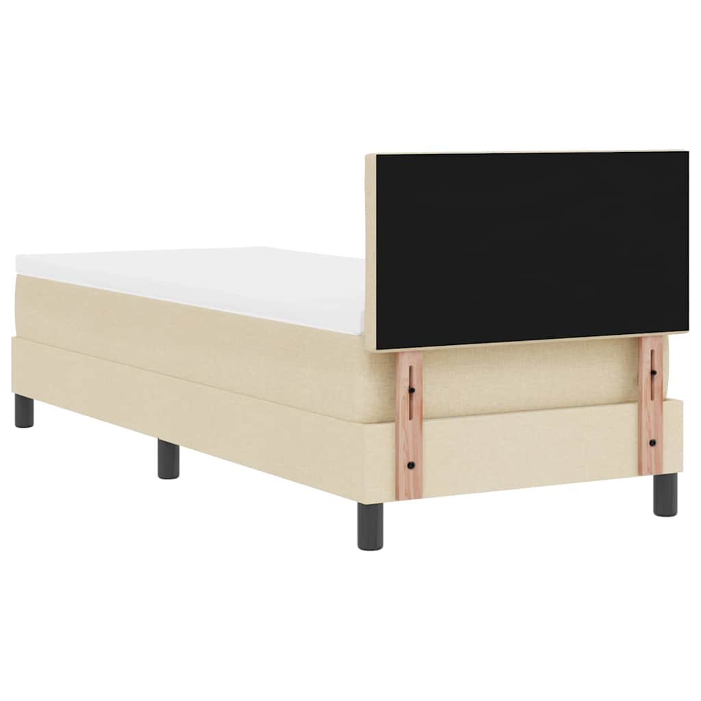 Boxrugós ágy LED szalagokkal Krém 80 x 200 cm szövet