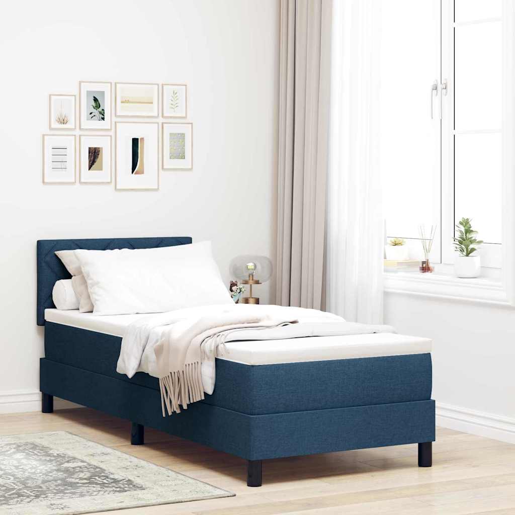 Boxrugós ágy LED szalagokkal fejtámlával Kék 80 x 200 cm szövet