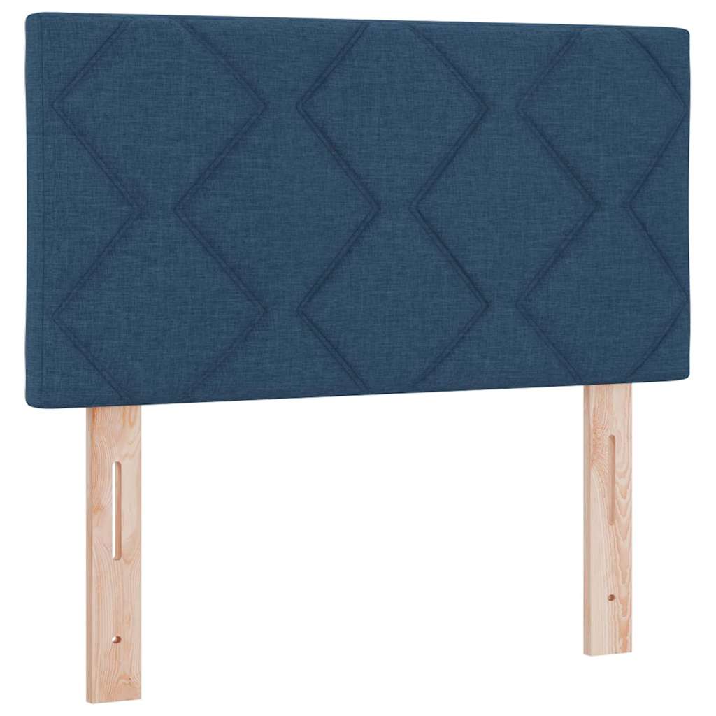 Boxrugós ágy LED szalagokkal fejtámlával Kék 80 x 200 cm szövet