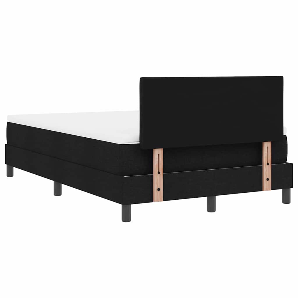 Boxrugós ágy LED szalagokkal Fekete 120 x 190 cm szövet