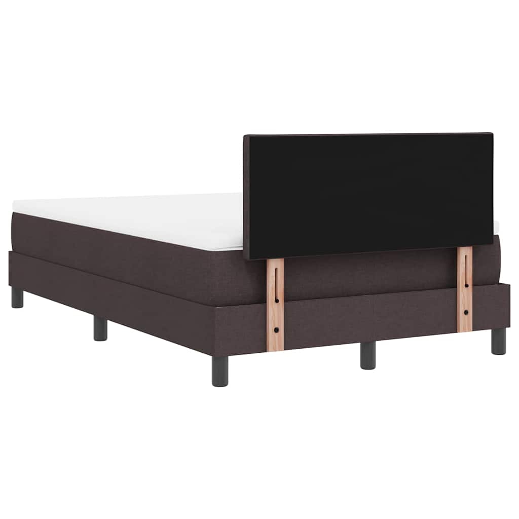 Boxrugós ágy LED szalagokkal Sötét Barna 120 x 190 cm szövet