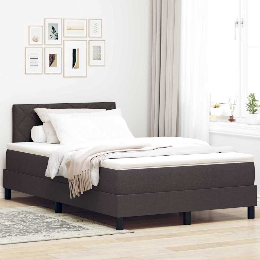 Boxrugós ágy párnával Sötét Barna 120 x 200 cm szövet