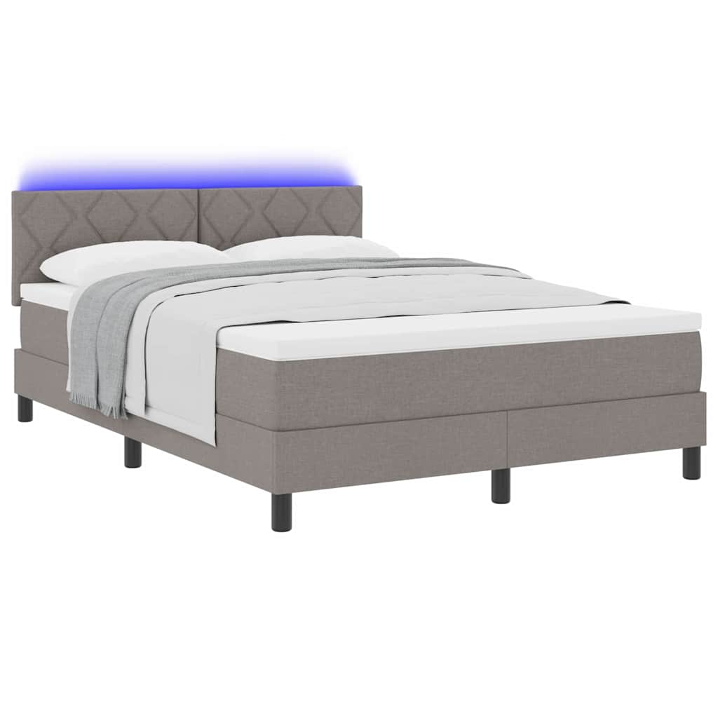 Boxrugós ágy párnával fejtámlával Tópszínű 160 x 200 cm szövet