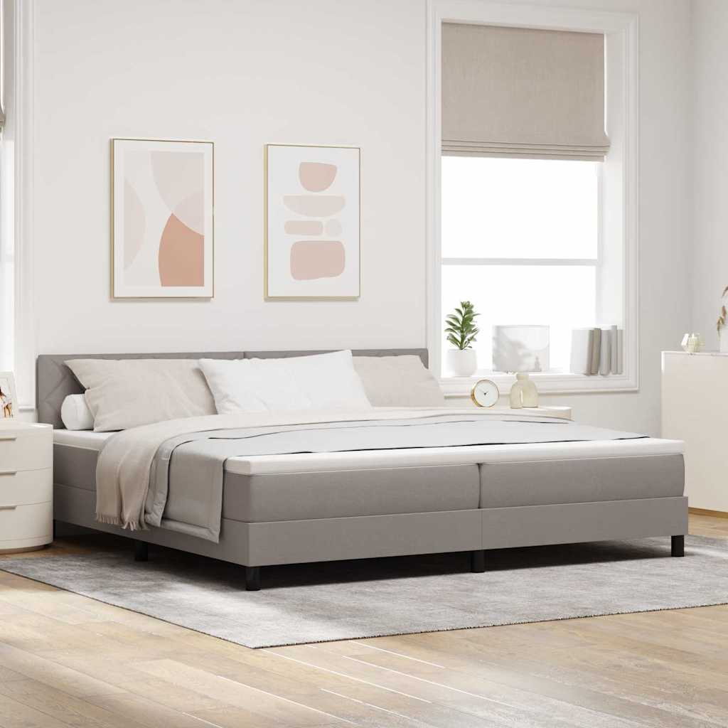 Boxrugós ágy párnával fejtámlával Tópszínű 200 x 200 cm szövet
