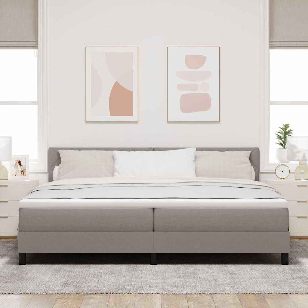 Boxrugós ágy párnával fejtámlával Tópszínű 200 x 200 cm szövet