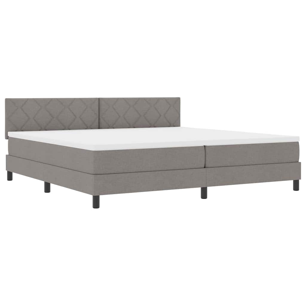 Boxrugós ágy párnával fejtámlával Tópszínű 200 x 200 cm szövet