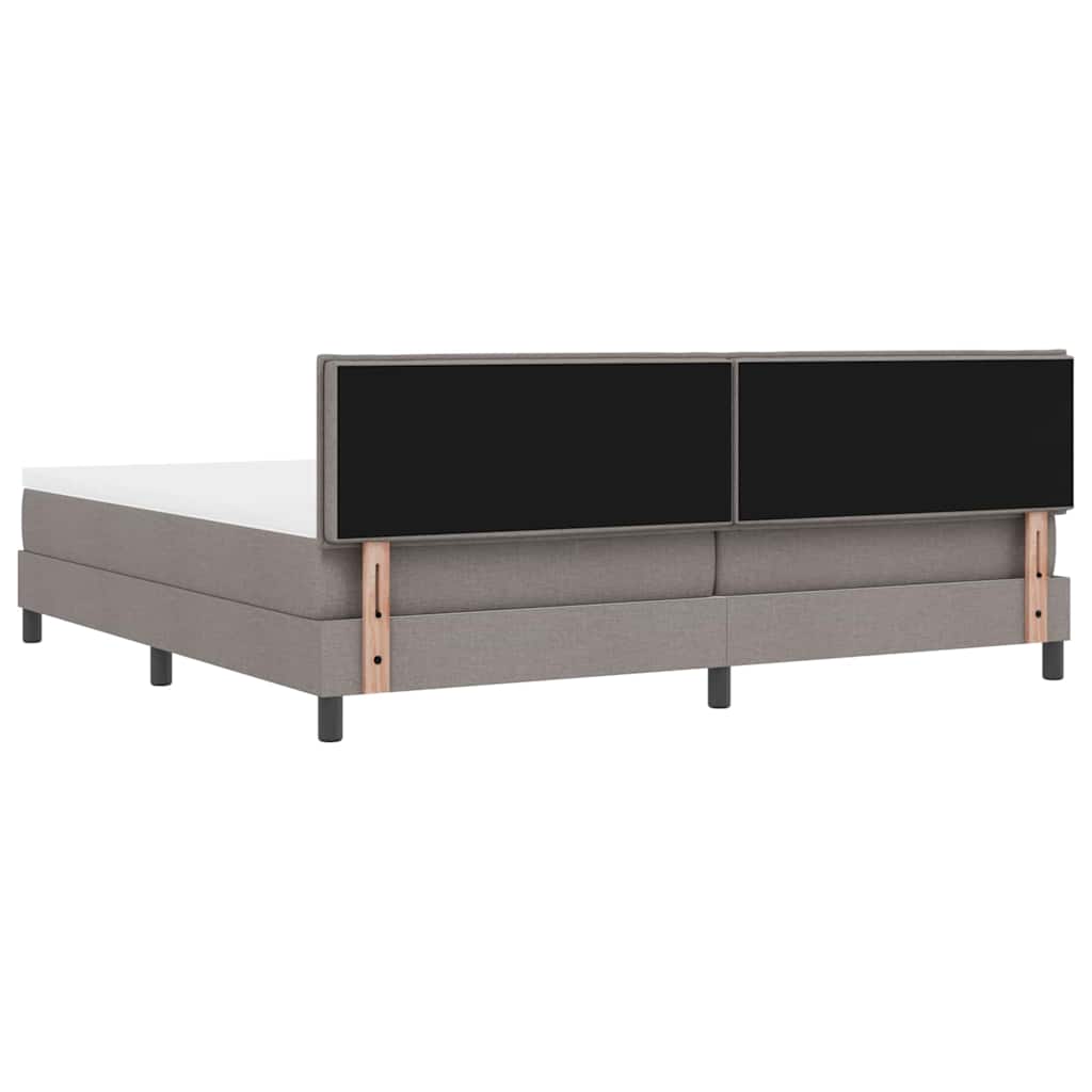 Boxrugós ágy párnával fejtámlával Tópszínű 200 x 200 cm szövet