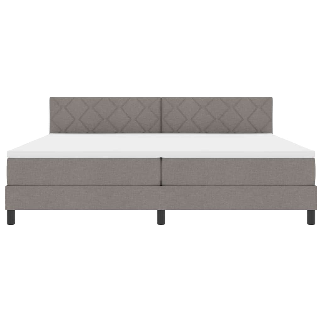 Boxrugós ágy párnával fejtámlával Tópszínű 200 x 200 cm szövet
