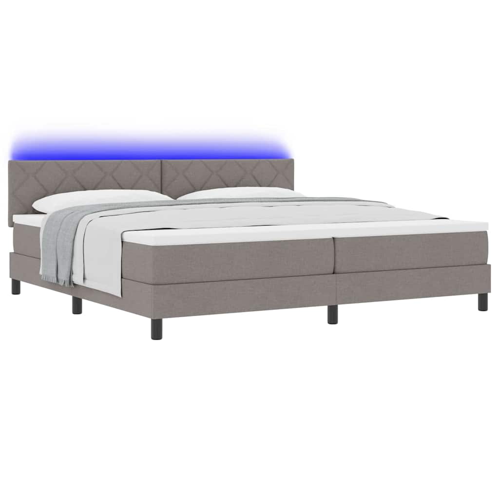 Boxrugós ágy párnával fejtámlával Tópszínű 200 x 200 cm szövet