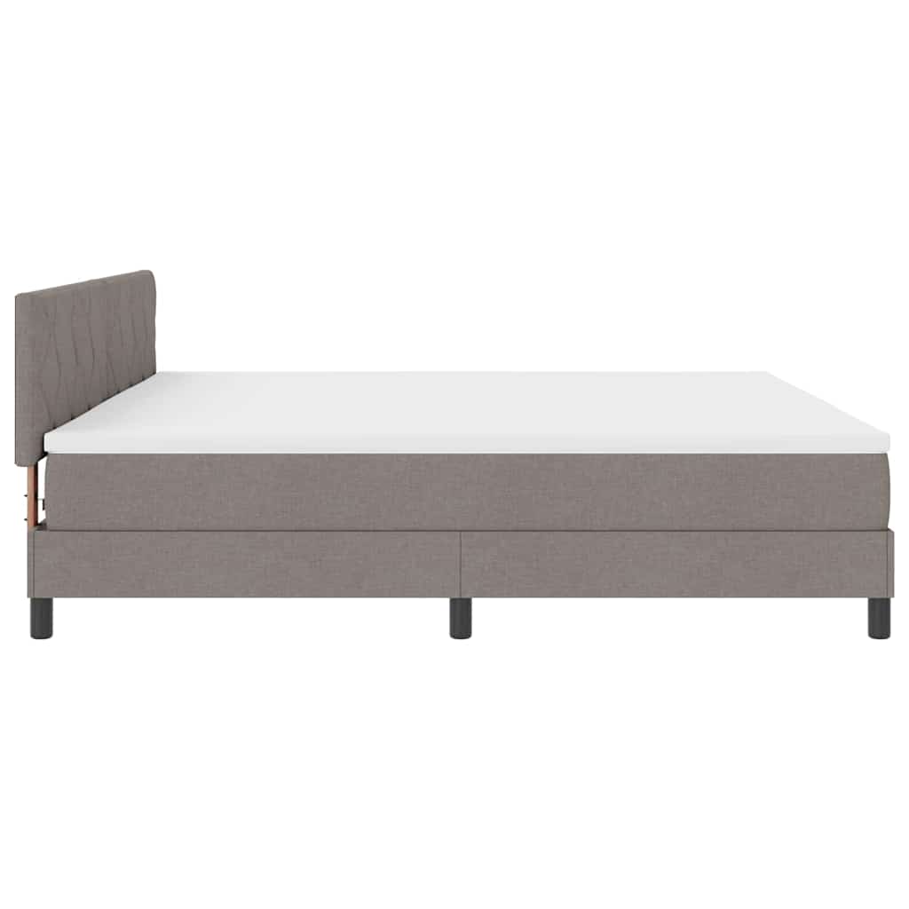 Boxrugós ágy párnával fejtámlával Tópszínű 200 x 200 cm szövet