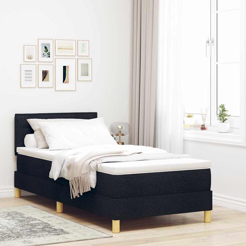 LED Box Spring Ágy LED szalagokkal Fekete 80 x 200 cm szövet