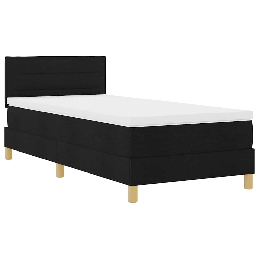 LED Box Spring Ágy LED szalagokkal Fekete 80 x 200 cm szövet