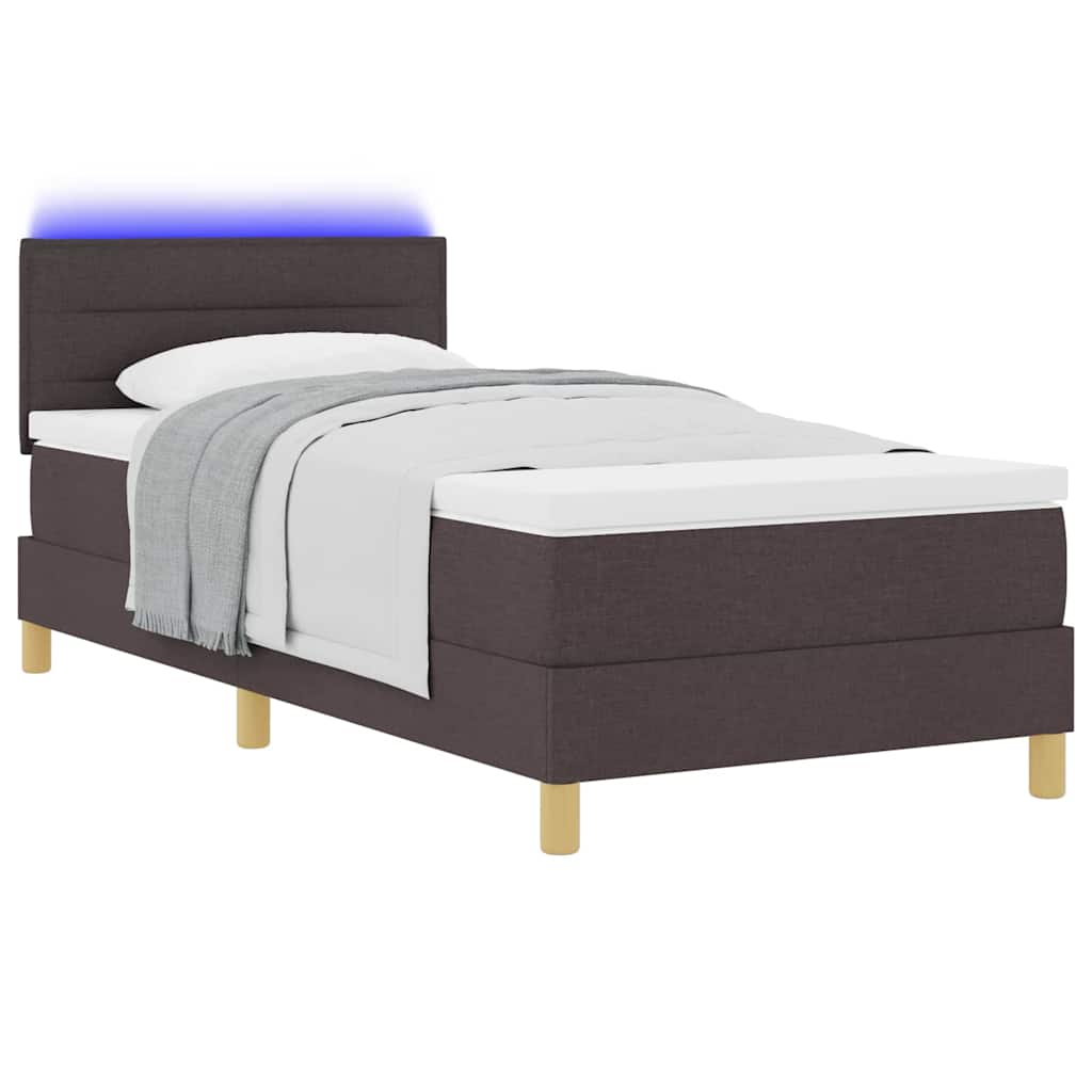 LED Box Spring Ágy fejtámlával Sötét Barna 80 x 200 cm szövet