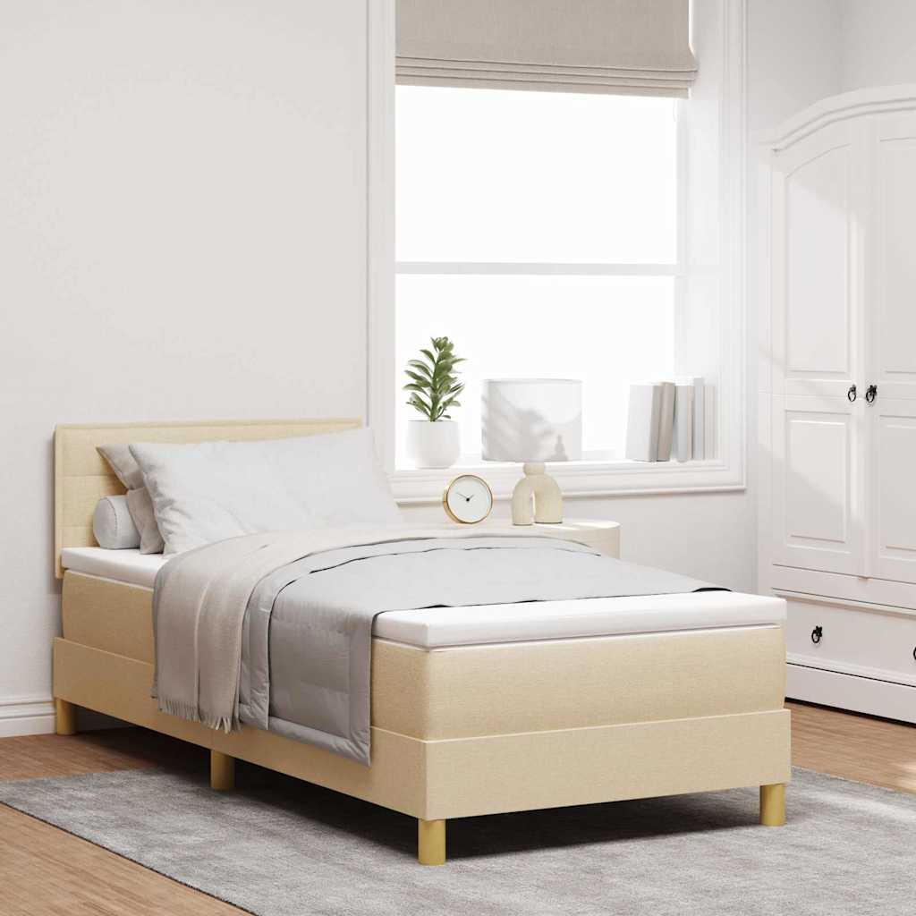 LED Box Spring Ágy LED szalagokkal Krém 80 x 200 cm szövet
