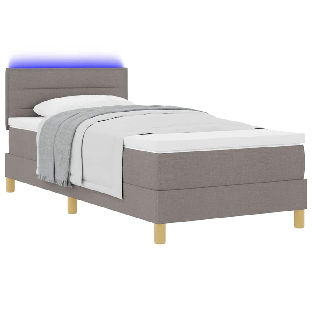 LED Box Spring Ágy LED szalagokkal Tópszínű 90 x 200 cm szövet