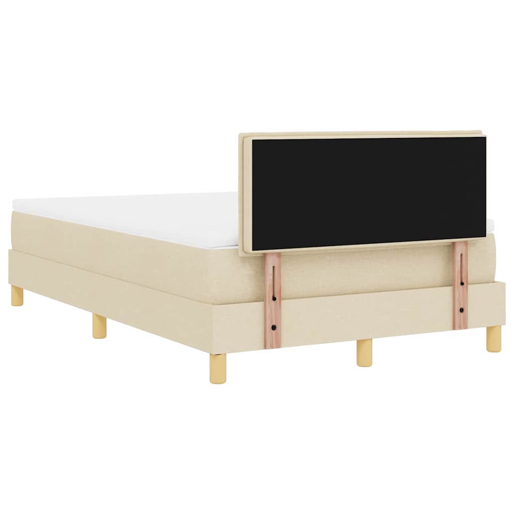 LED Box Spring Ágy LED szalagokkal Krém 120 x 190 cm szövet