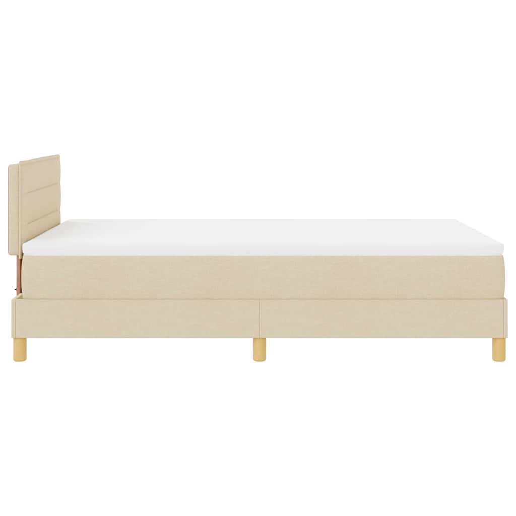 LED Box Spring Ágy LED szalagokkal Krém 120 x 190 cm szövet