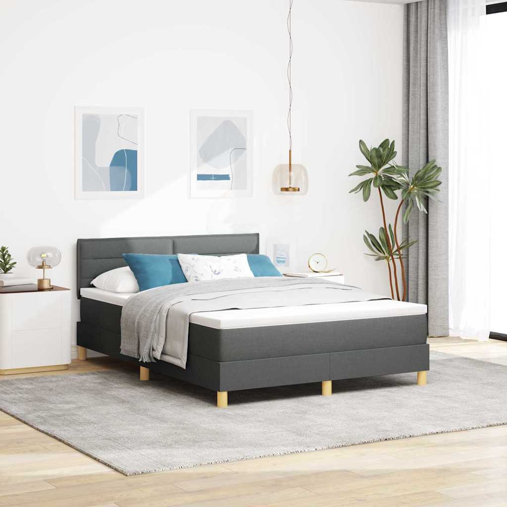 LED Box Spring Ágy fejtámlával Sötétszürke 140 x 190 cm szövet