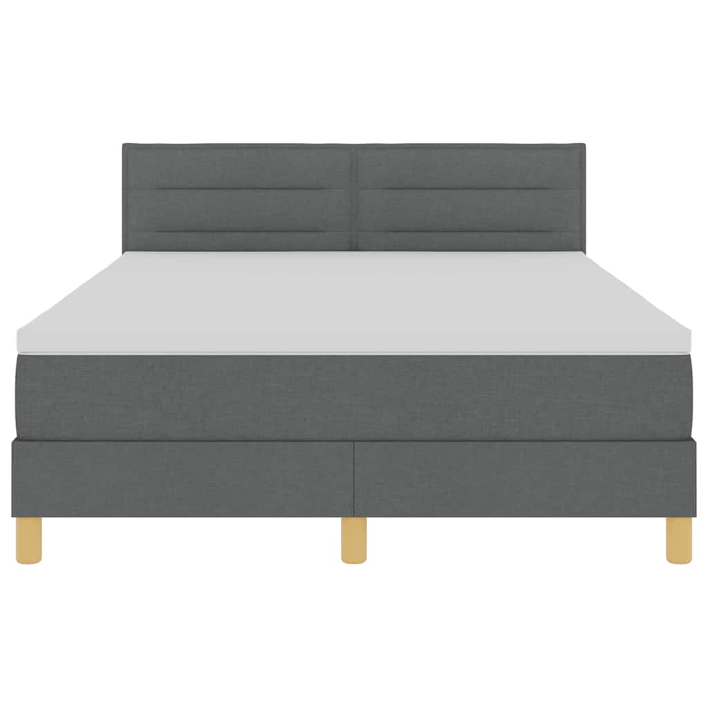 LED Box Spring Ágy fejtámlával Sötétszürke 140 x 190 cm szövet