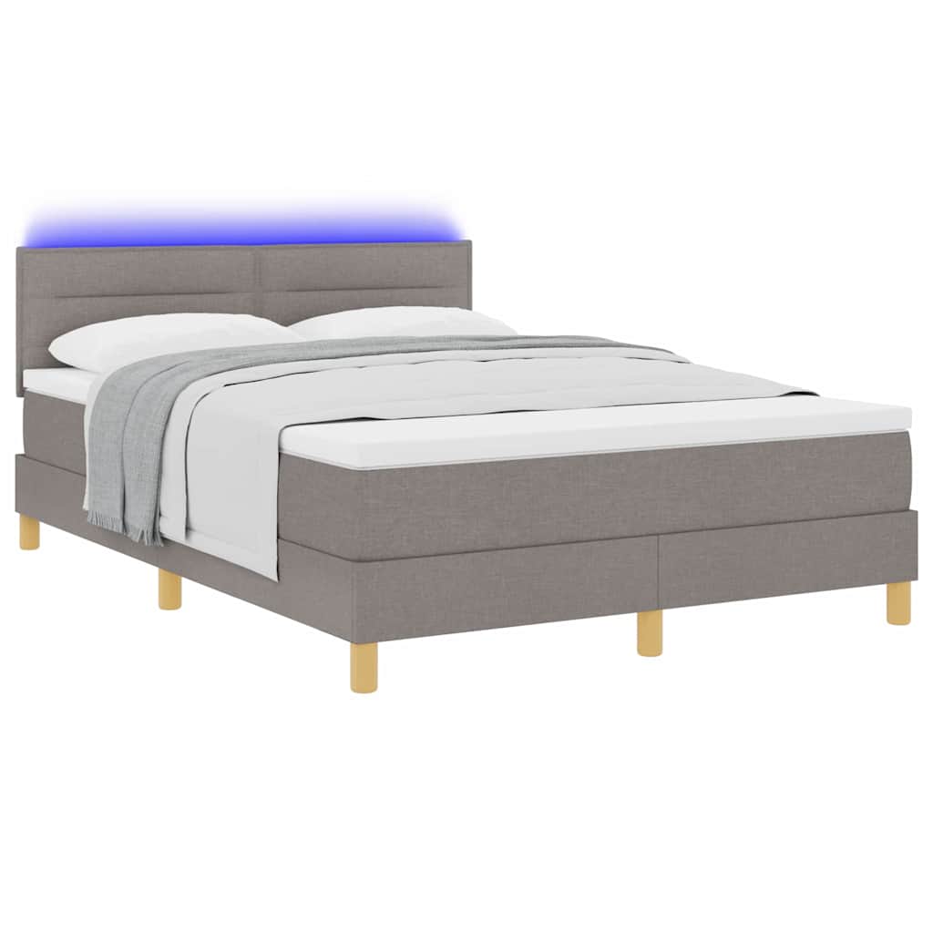 LED Box Spring Ágy LED szalagokkal Tópszínű 140 x 190 cm szövet