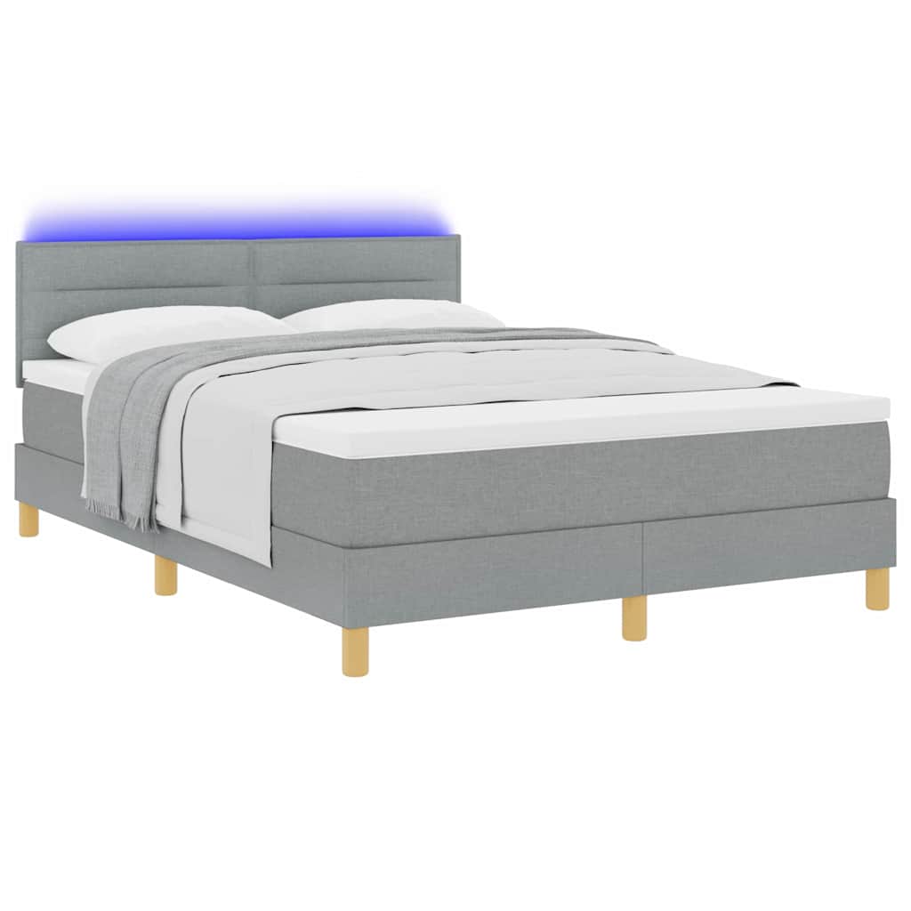 LED Box Spring Ágy Világosszürke 140 x 200 cm szövet