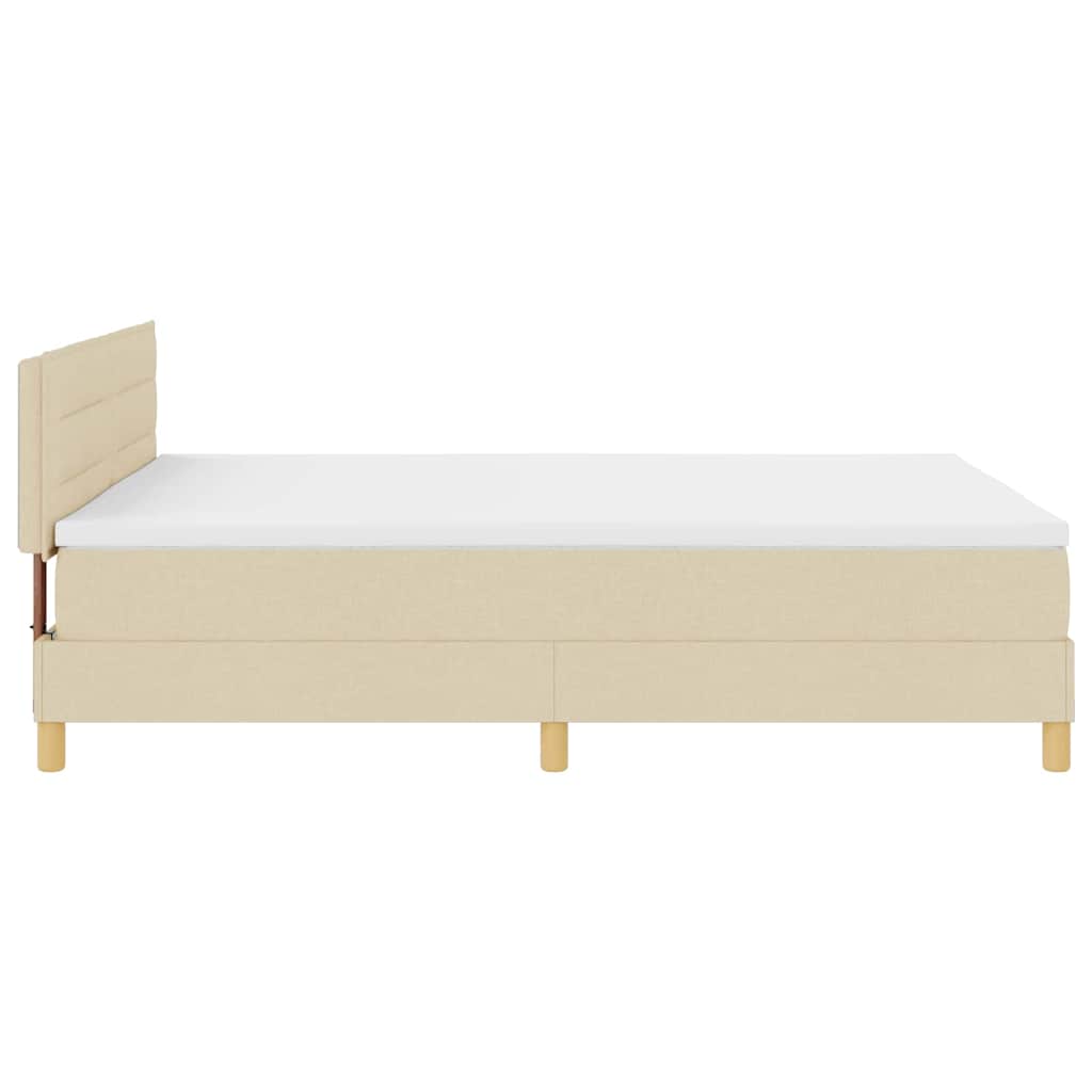 LED Box Spring Ágy LED szalagokkal Krém 140 x 200 cm szövet
