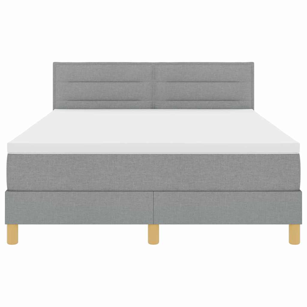 LED Box Spring Ágy Világosszürke 160 x 200 cm szövet