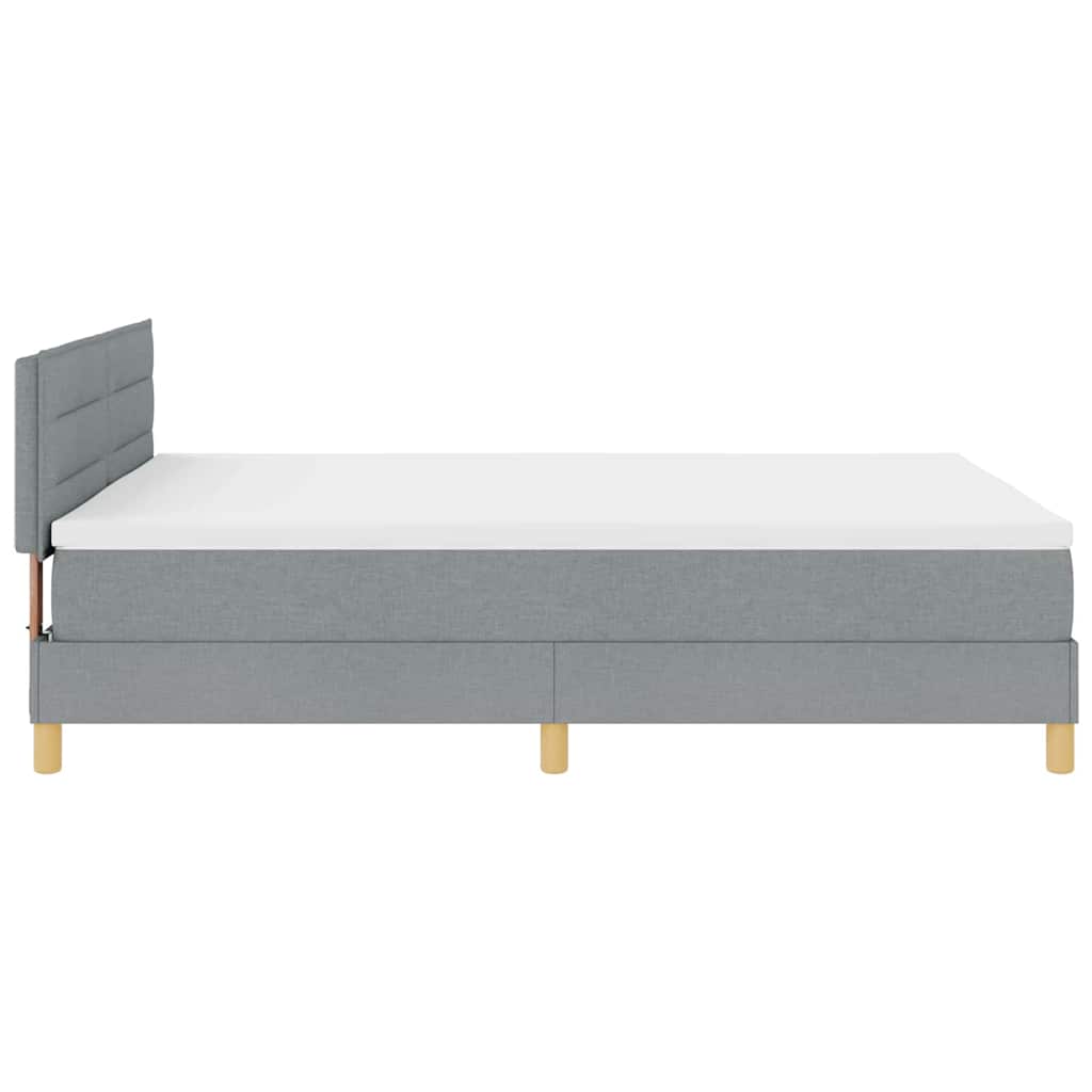 LED Box Spring Ágy Világosszürke 160 x 200 cm szövet
