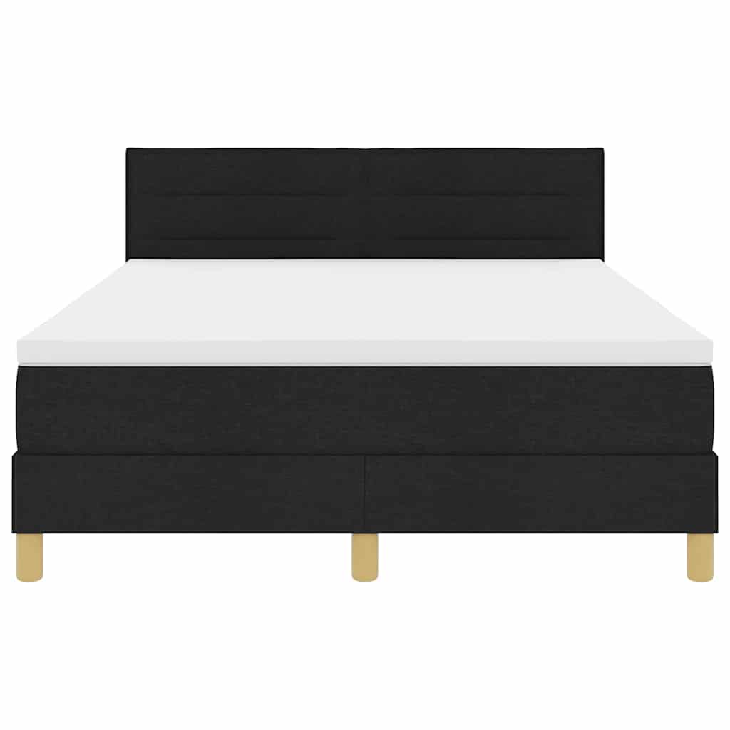 LED Box Spring Ágy LED szalagokkal Fekete 160 x 200 cm szövet