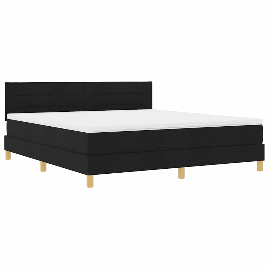 LED Box Spring Ágy LED szalagokkal Fekete 180 x 200 cm szövet
