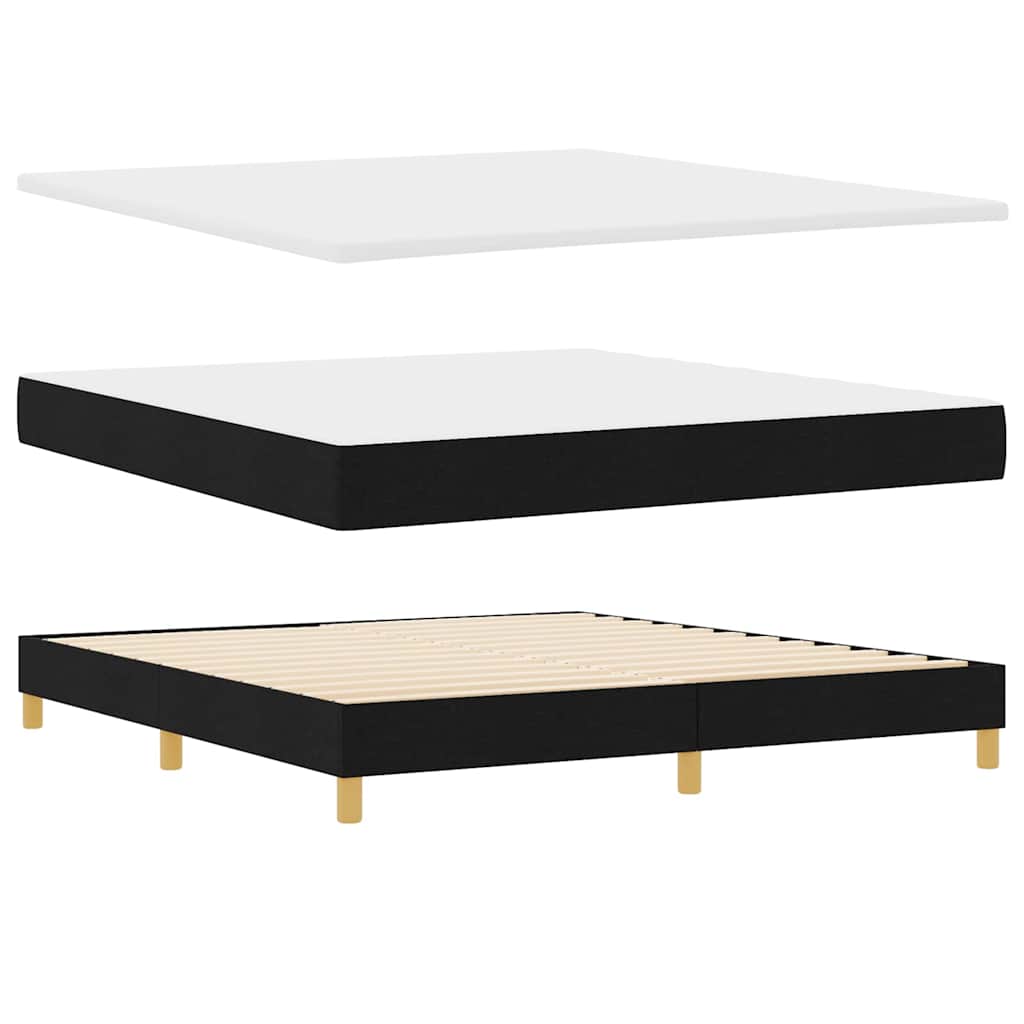 LED Box Spring Ágy LED szalagokkal Fekete 180 x 200 cm szövet