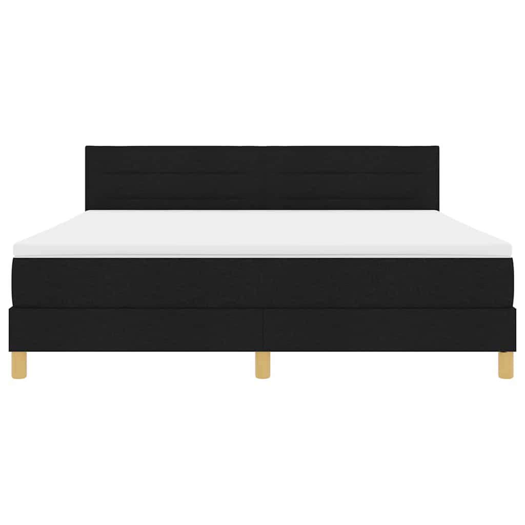 LED Box Spring Ágy LED szalagokkal Fekete 180 x 200 cm szövet