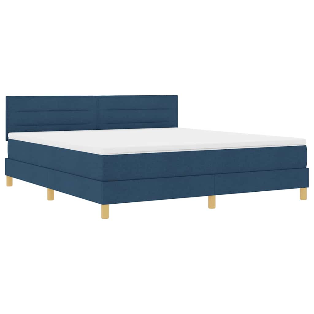 LED Box Spring Ágy LED szalagokkal Kék 180 x 200 cm szövet