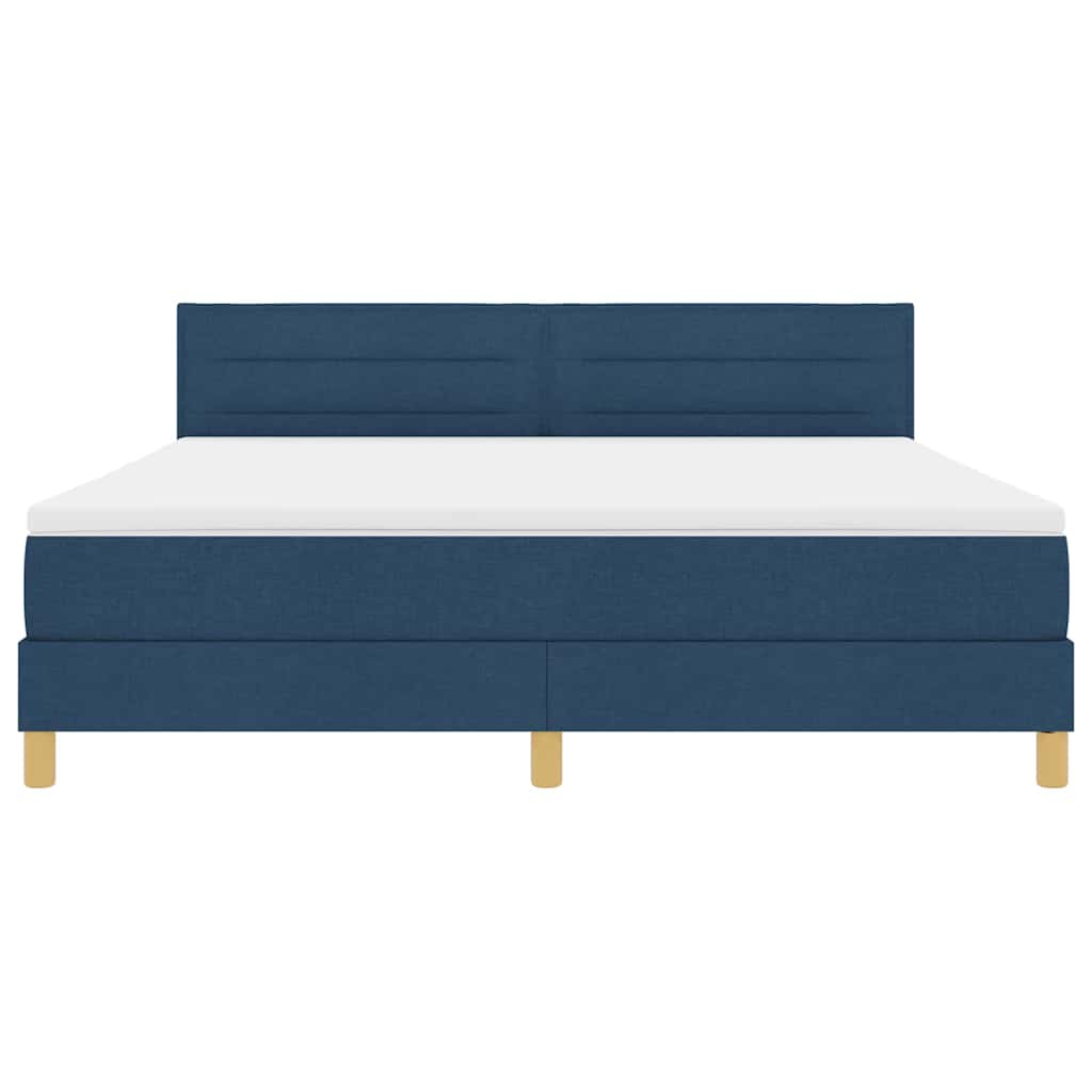 LED Box Spring Ágy LED szalagokkal Kék 180 x 200 cm szövet