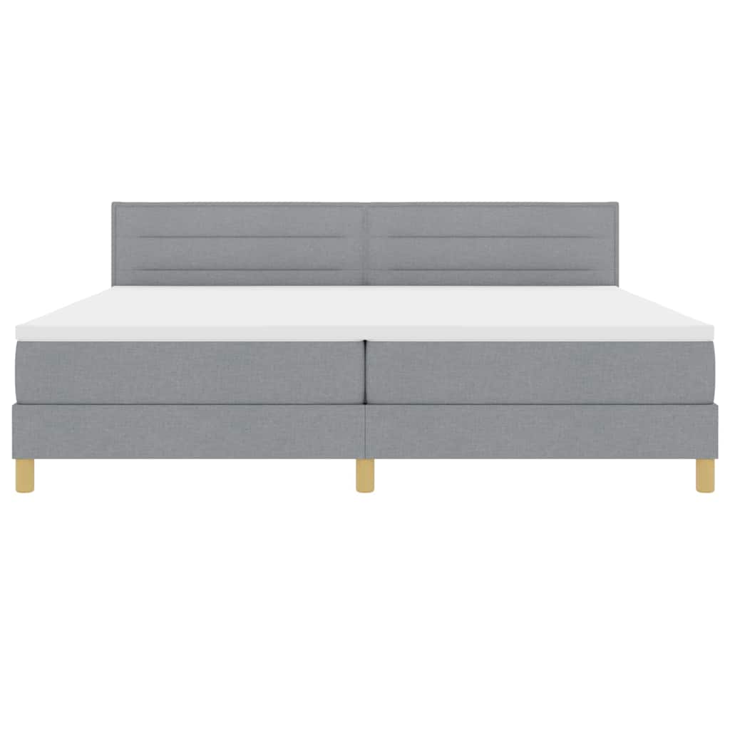 LED Box Spring Ágy Világosszürke 200 x 200 cm szövet
