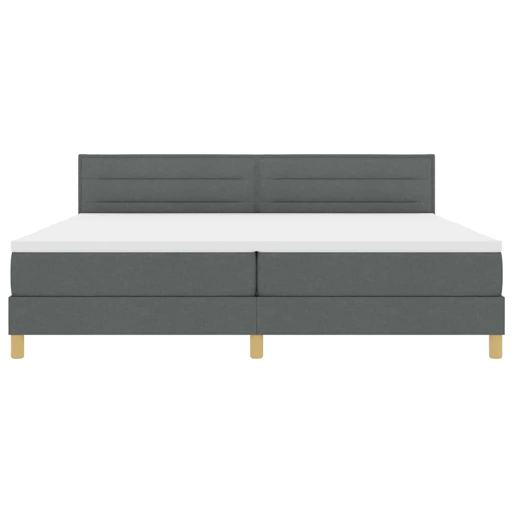 LED Box Spring Ágy fejtámlával Sötétszürke 200 x 200 cm szövet