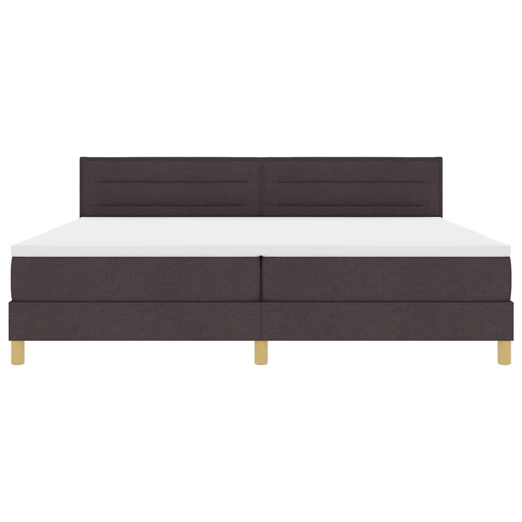 LED Box Spring Ágy fejtámlával Sötét Barna 200 x 200 cm szövet