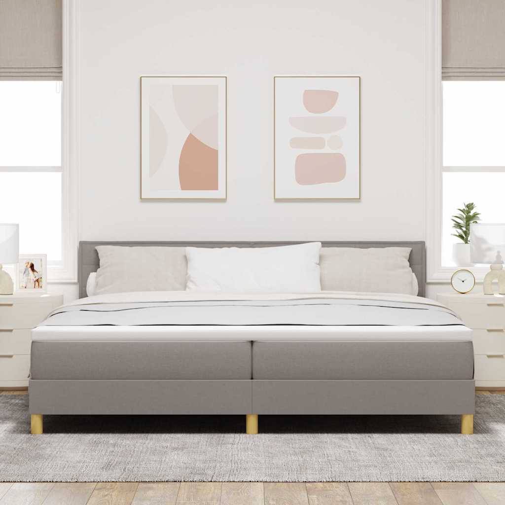LED Box Spring Ágy LED szalagokkal Tópszínű 200 x 200 cm szövet