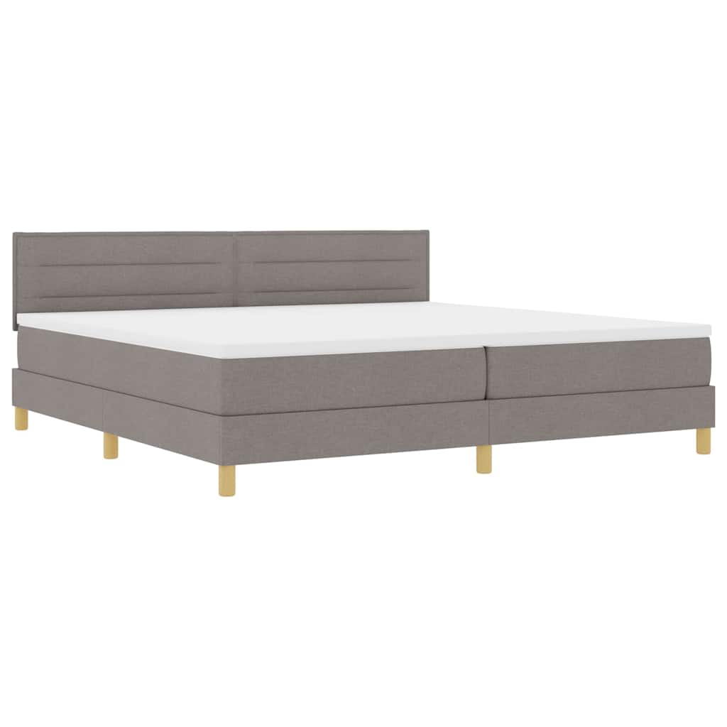 LED Box Spring Ágy LED szalagokkal Tópszínű 200 x 200 cm szövet