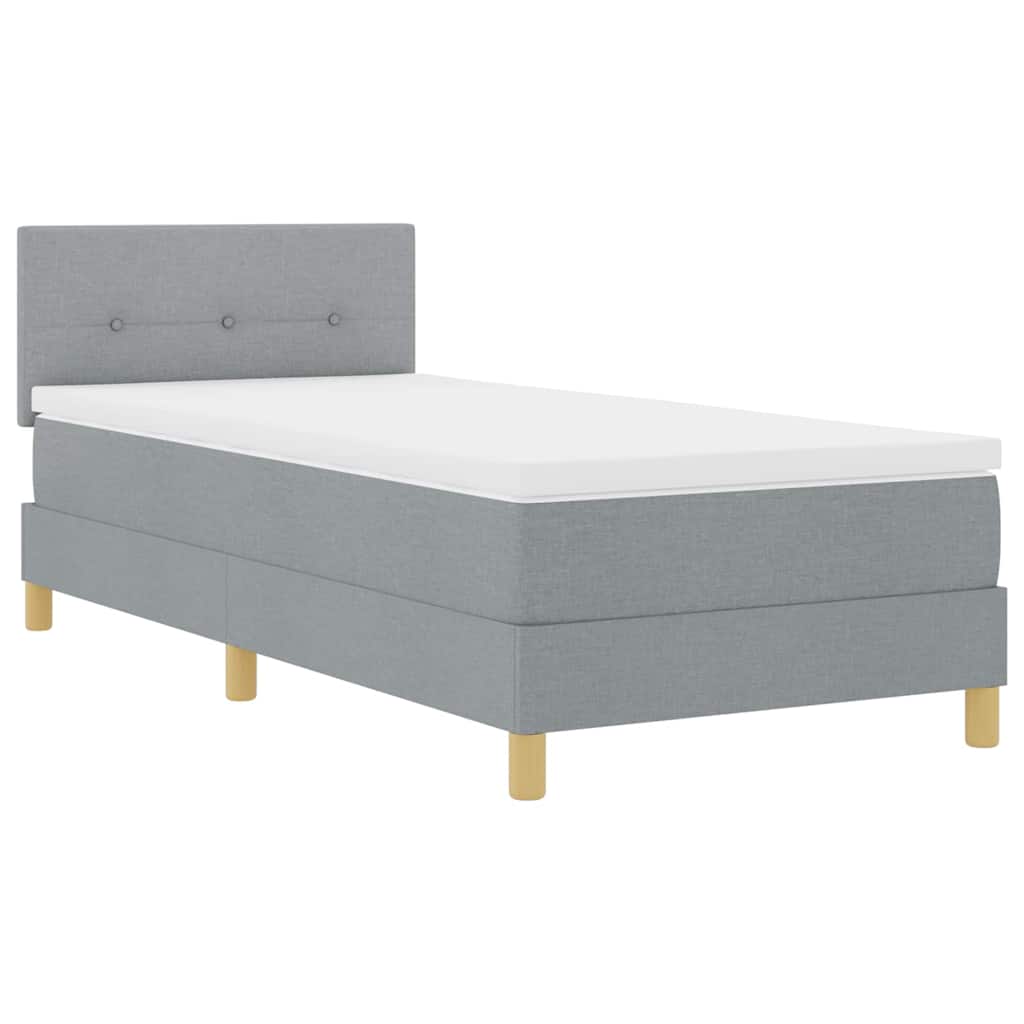 LED Box Spring Ágy fejtámlával Világosszürke 90 x 190 cm szövet