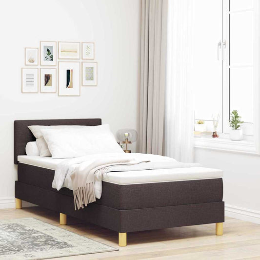 LED Box Spring Ágy fejtámlával Sötét Barna 90 x 190 cm szövet