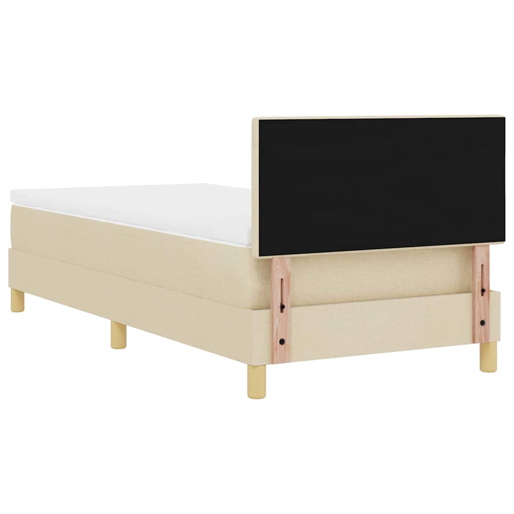 LED Box Spring Ágy LED szalagokkal Krém 90 x 190 cm szövet