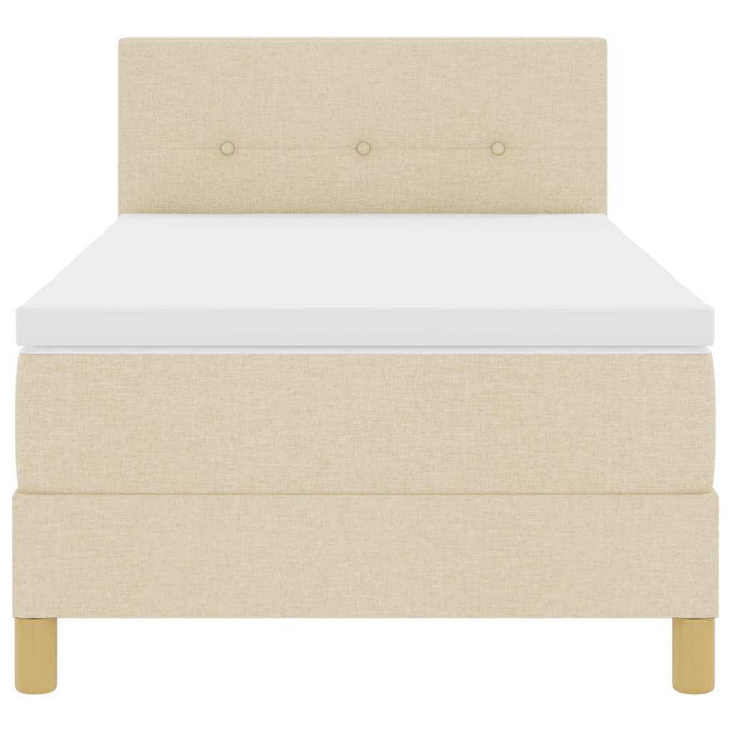LED Box Spring Ágy LED szalagokkal Krém 90 x 190 cm szövet