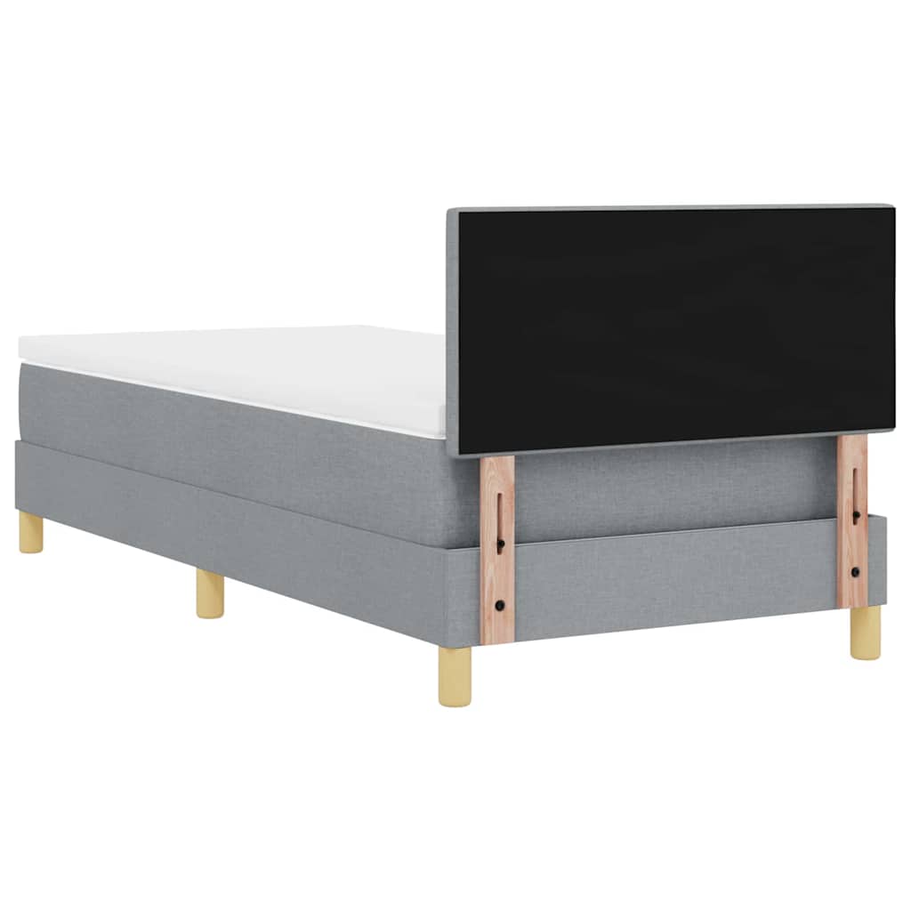 LED Box Spring Ágy fejtámlával Világosszürke 90 x 200 cm szövet