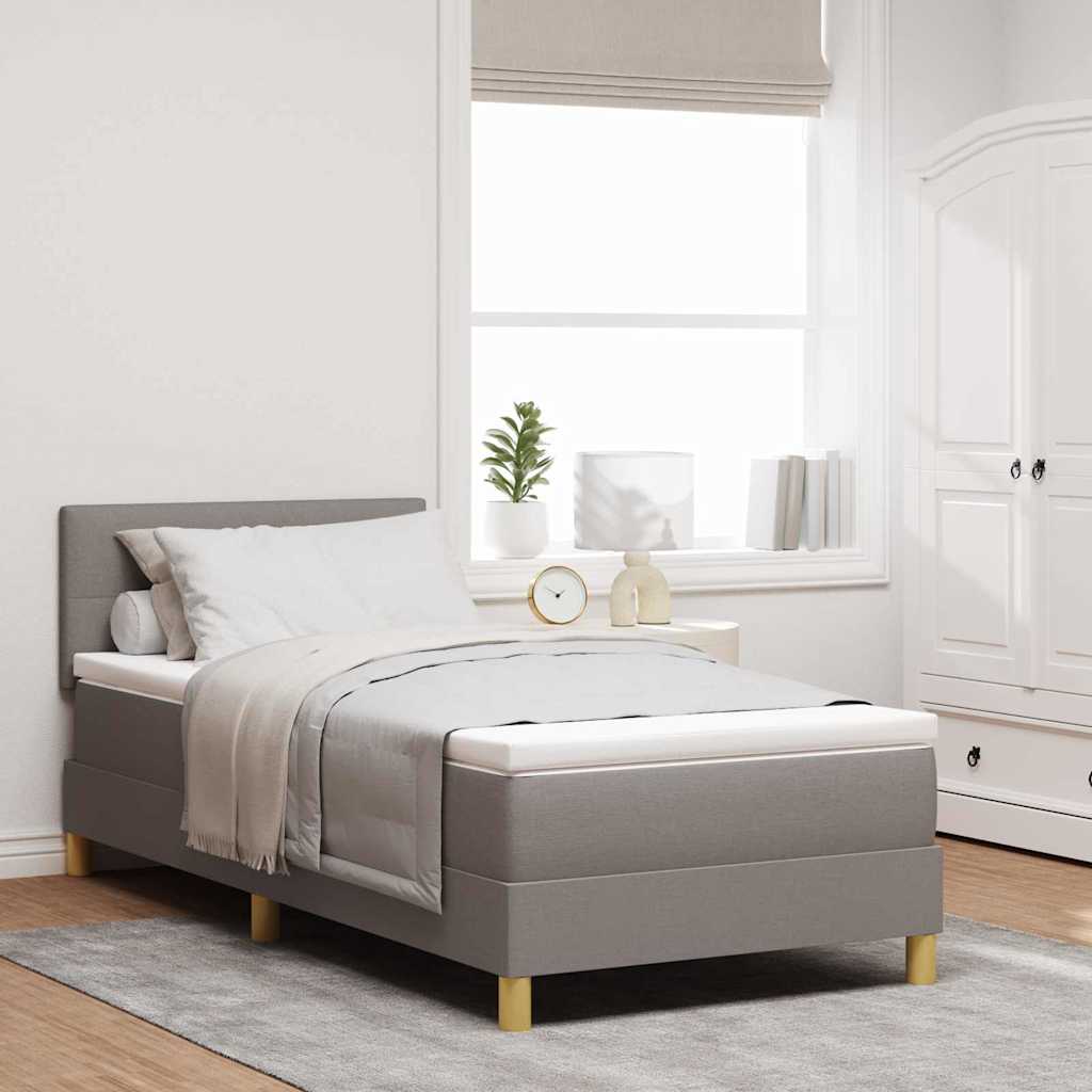 LED Box Spring Ágy fejtámlával Tópszínű 90 x 200 cm szövet