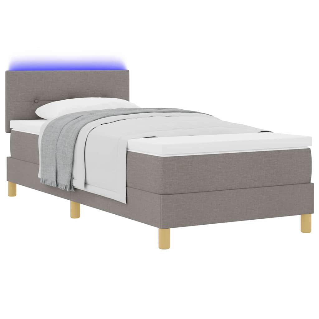 LED Box Spring Ágy fejtámlával Tópszínű 90 x 200 cm szövet