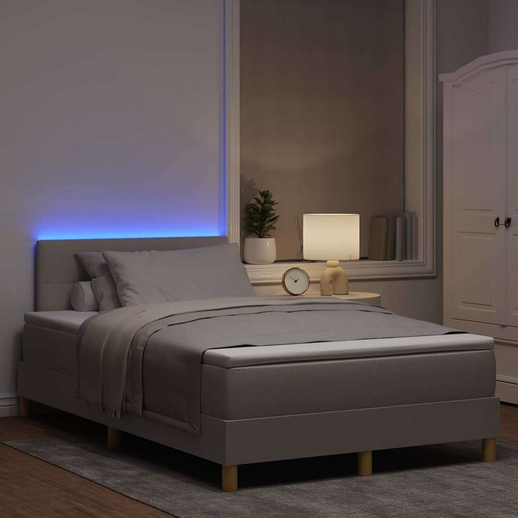 LED Box Spring Ágy fejtámlával Tópszínű 120 x 190 cm szövet