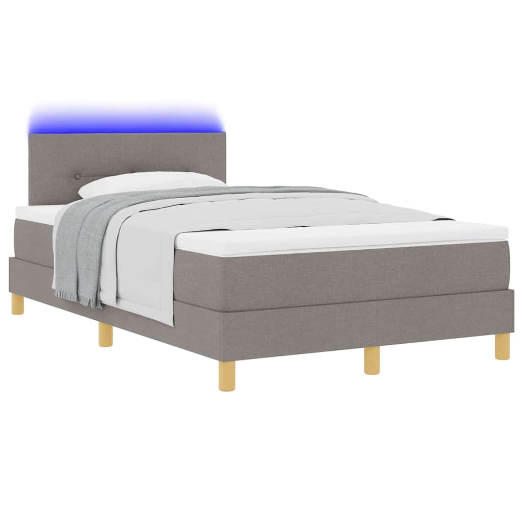 LED Box Spring Ágy fejtámlával Tópszínű 120 x 190 cm szövet